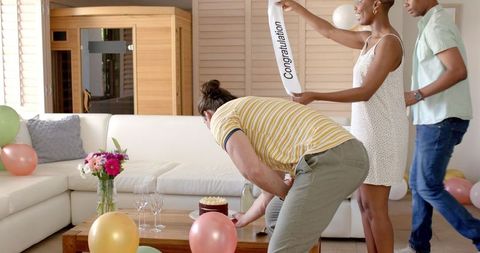 Joyful Room Decoration for Celebration with Friends and Balloons