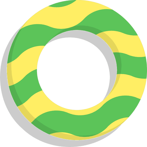 Transparent 3d stylized ring with green and yellow waves