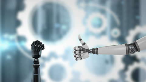 Robotic Hands Gesture Futuristic Digital Concept Background