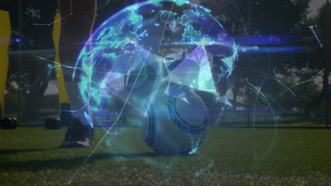 Global Network Over Soccer Field Illustrating Digital Connections
