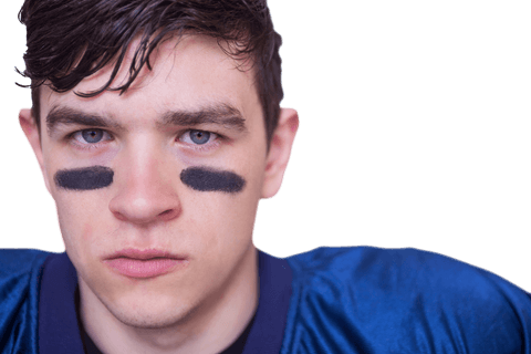 Transparent Background Image of Determined Football Player Looking Ahead