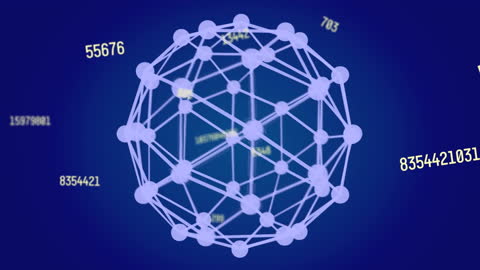 Digital Sphere of Data Connections on Blue Background