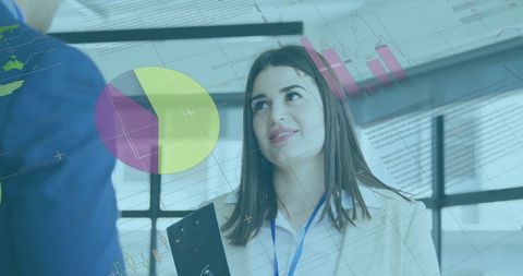 Businesswoman Assessing Financial Data in Modern Office