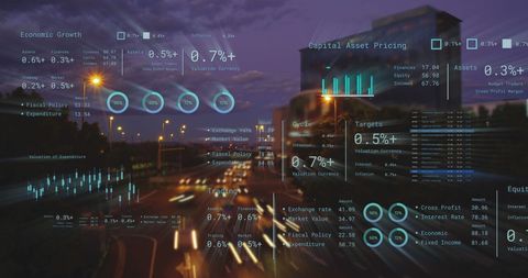 Financial Data Visualization Over Cityscape with Digital Graphs - Download Free Stock Images Pikwizard.com