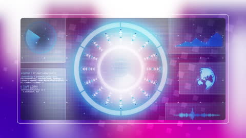 Futuristic Digital Interface with Data Graphics Animation