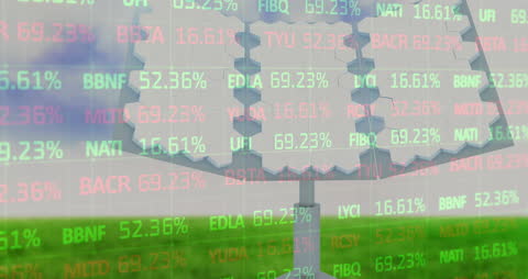 Financial Data Overlay on Solar Panel Animation