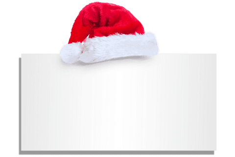 Santa Hat Hanging Over Blank Card with Transparent Background