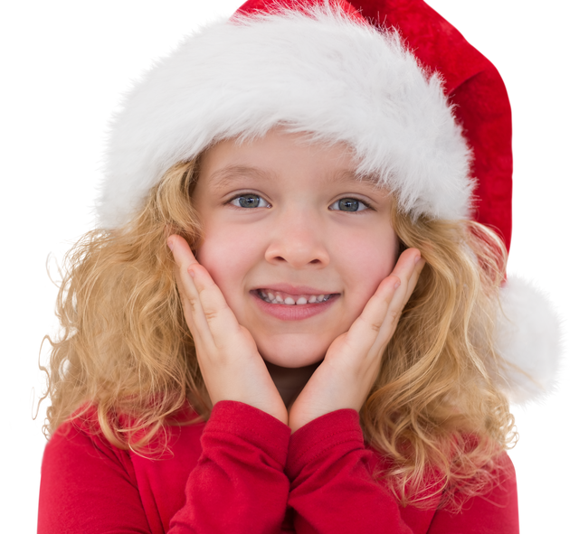 Festive Joy: Caucasian Girl in Santa Hat on Transparent Background - Download Free Stock Videos Pikwizard.com