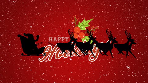 Christmas Greetings with Santa and Reindeer Silhouette