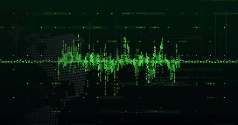 Futuristic Green Waveform Display in Digital Interface