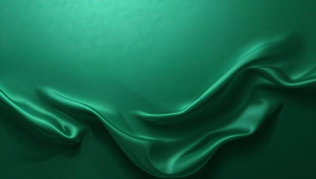 Emerald Satin Draping with Sculpted Folds and Subtle Glitter Sheen