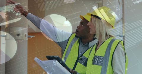 Construction Professionals Analyzing Digital Progress with Technology - Download Free Stock Images Pikwizard.com