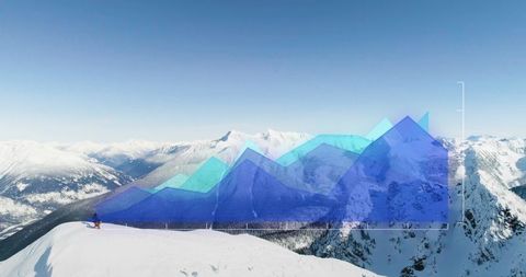 Graphical Data Overlay on Snowy Mountain Winter Landscape