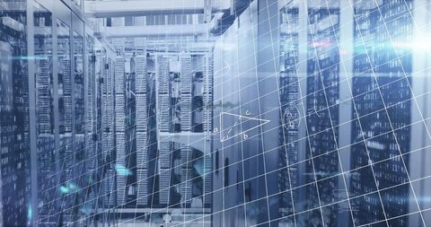 Futuristic Data Center with Network Automation Overlay - Download Free Stock Images Pikwizard.com