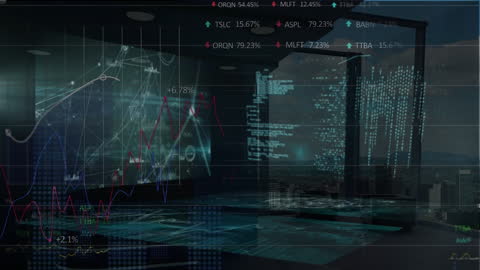Digital Data Interface Over Cityscape Concept Art