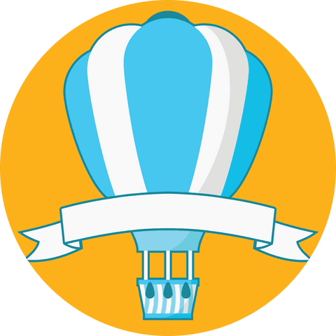 transparent blue hot air balloon with banner on orange circle - Download Free Stock Videos Pikwizard.com