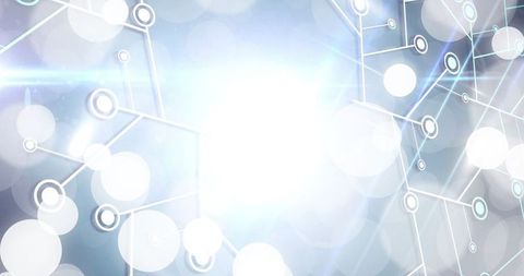 Futuristic Digital Interface with Glowing Nodes and Bokeh Effects