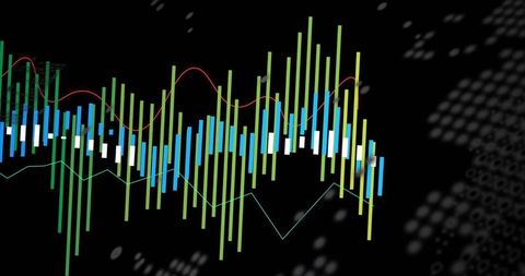 Dynamic data visualization with bar charts and line graphs in digital interface