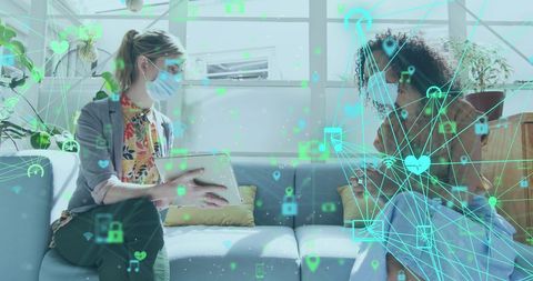 Digital Networking and Team Meeting with Safety Measures