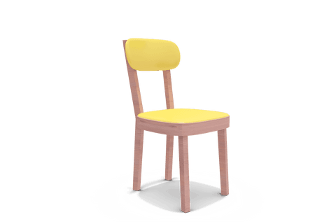 Transparent 3d yellow wooden chair for interior design