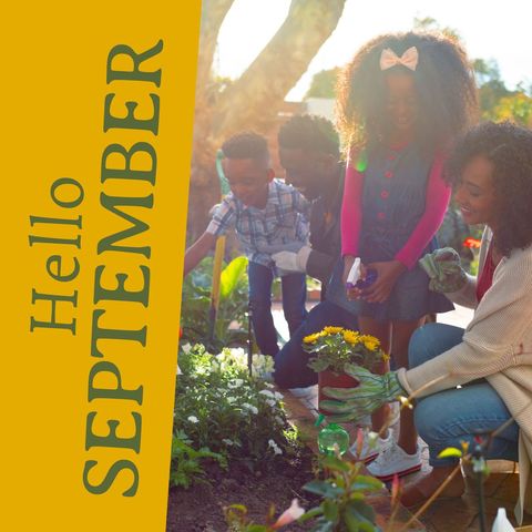 Family Gardening on Sunny September Day