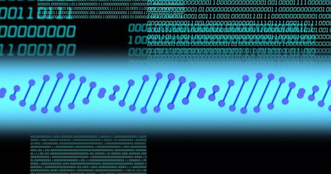 DNA Strand Overlaying Binary Code in Digital Interface - Download Free Stock Images Pikwizard.com
