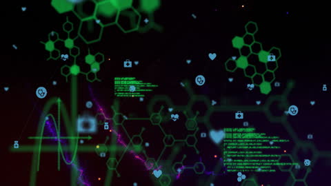 Digital Interface with Medical Icons and Chemical Formula