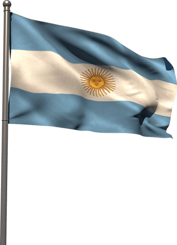 Argentina national flag waving on transparent background