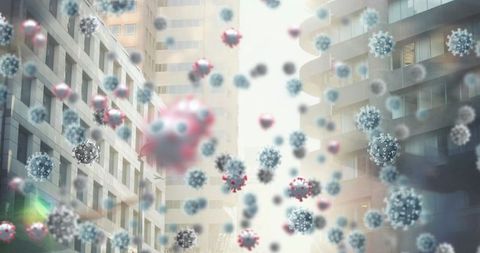 Digital Coronavirus Cells Floating City Street Concept - Download Free Stock Images Pikwizard.com