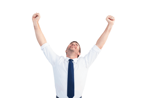Joyful Businessman with Raised Arms on Transparent Background - Download Free Stock Videos Pikwizard.com