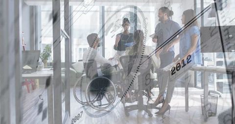 Innovative Team with Diverse Abilities Analyzing Financial Data