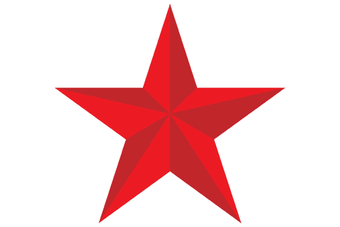 Red star illustration on transparent background