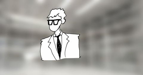 Abstract Illustration of Businessman in Office Environment