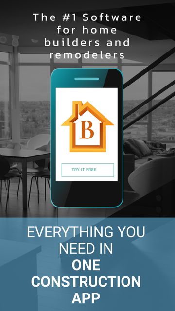 Construction App Advertisement for Home Builders and Remodelers - Download Free Stock Templates Pikwizard.com