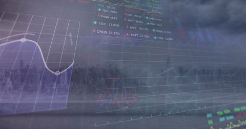 Double Exposure of Stock Market Data with Urban Skyline - Download Free Stock Images Pikwizard.com