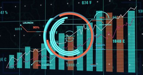 Futuristic Technology Data Dashboard with Graphs and Charts