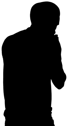 Silhouette of sportsman in action on transparent background