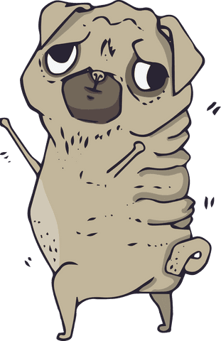 Sad Cartoon Pug Illustration on Transparent Background - Download Free Stock Videos Pikwizard.com