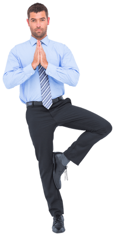 caucasian businessman practicing yoga on transparent background - Download Free Stock Videos Pikwizard.com