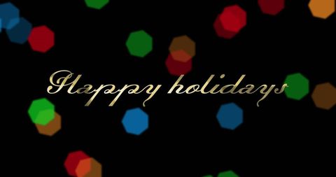 festive script with colorful bokeh lights for holiday greetings - Download Free Stock Images Pikwizard.com