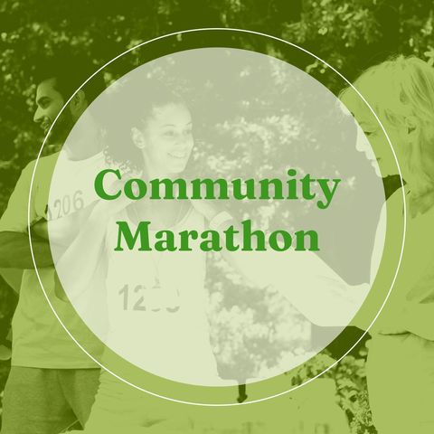 Diverse runners celebrating community marathon victory