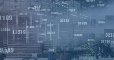 Digital Financial Data Enveloping Modern Cityscape