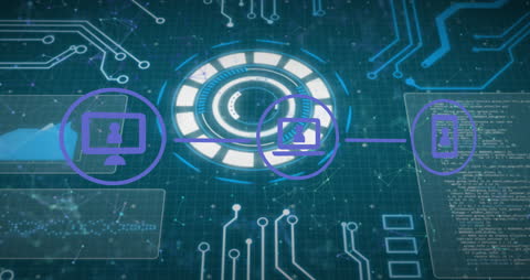 Futuristic Digital Network Interface Display Animation