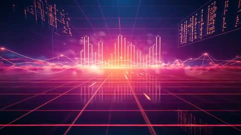 Futuristic Cyberspace Grid with Vibrant Light Bars