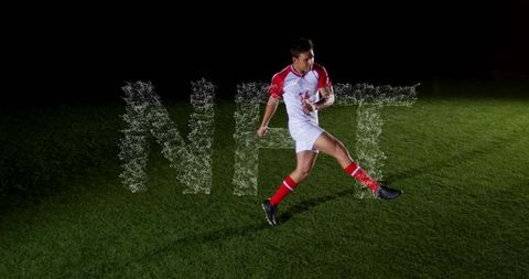 Soccer Player Kicking Spectacular Digital Graphic