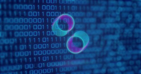 Neon Circles Overlapping Binary Code on Digital Screen - Download Free Stock Images Pikwizard.com