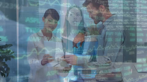 Office Team Analyzing Digital Financial Data