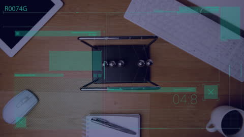 Digital Data Display on Modern Office Desk Setup