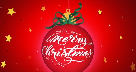 Festive merry christmas ornament with starry background