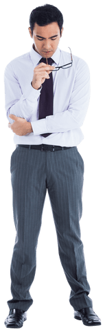 Majestic Thoughtful Businessman on Transparent Background